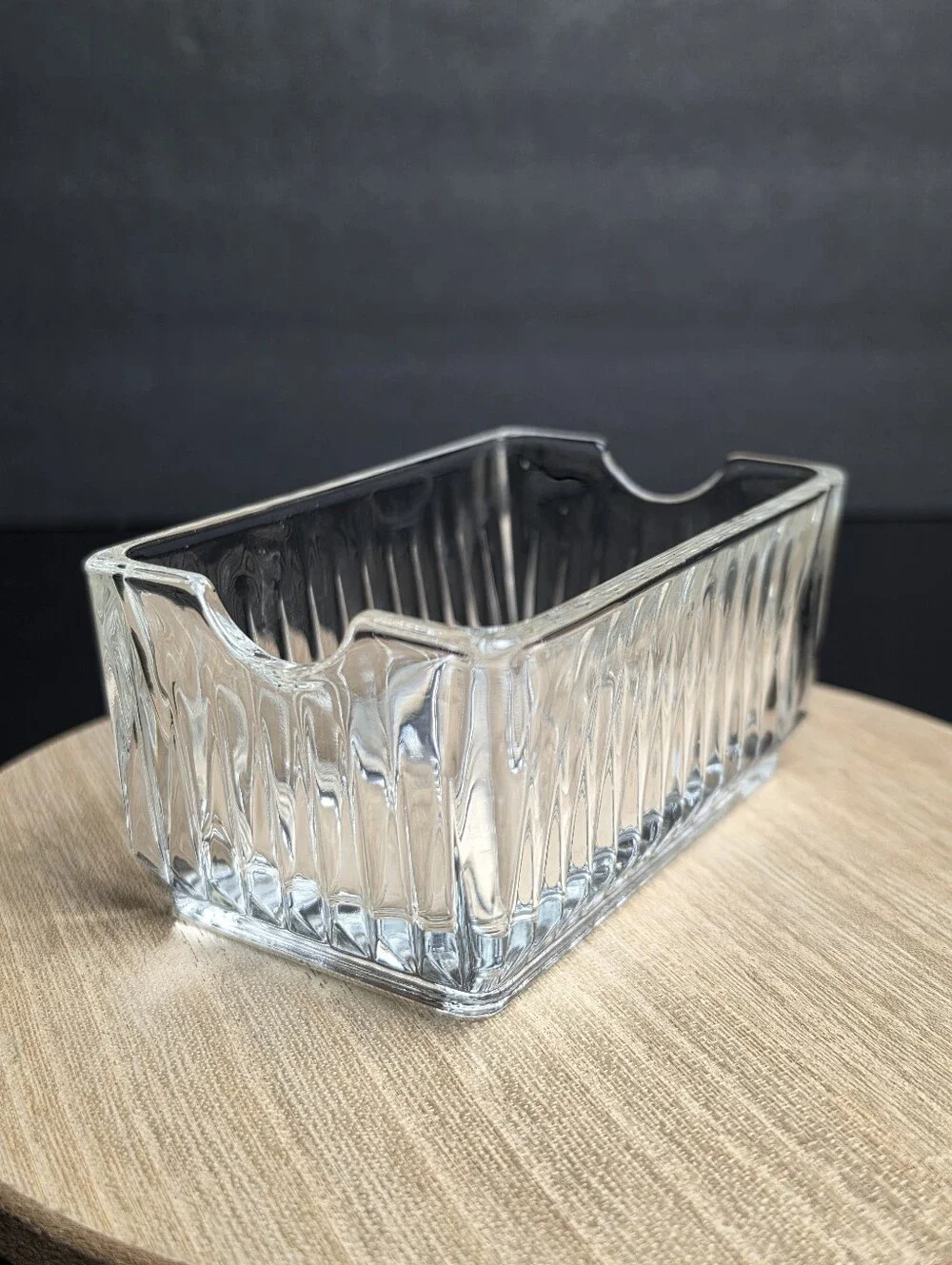 Libbey Sugar Sweetner Creamer Packet Holder Ribbed Glass 4